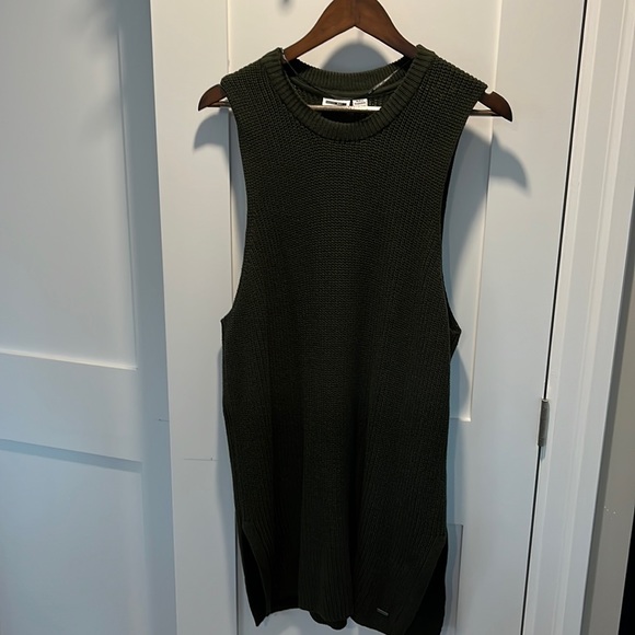 Noisy May Military Green Knit Sleeveless Sweater Dress Size XL - Picture 1 of 3